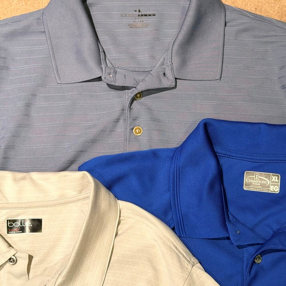 Men's Golf Polos log of 3 - XL - Grand Slam, Bollé, Champions Tour